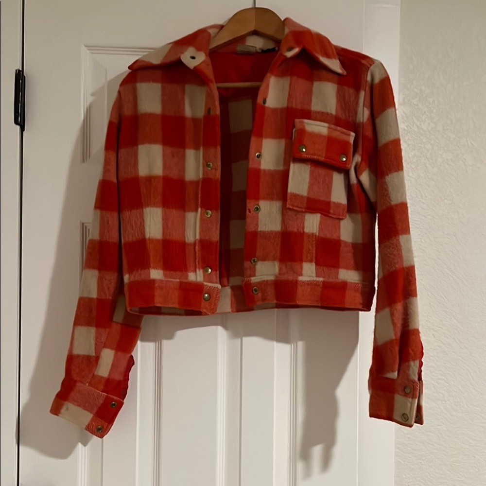 Vintage Red and Cream Plaid Women's Jacket